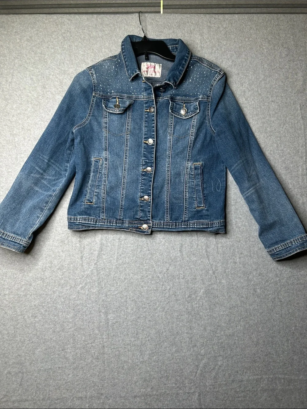Justice Blue Denim Jacket with Silver Stud Accents‎